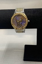 Marc Ecko Men's Two Tone Stainless Steel Rhinestone Skull Watch 42mm E12544G1 picture