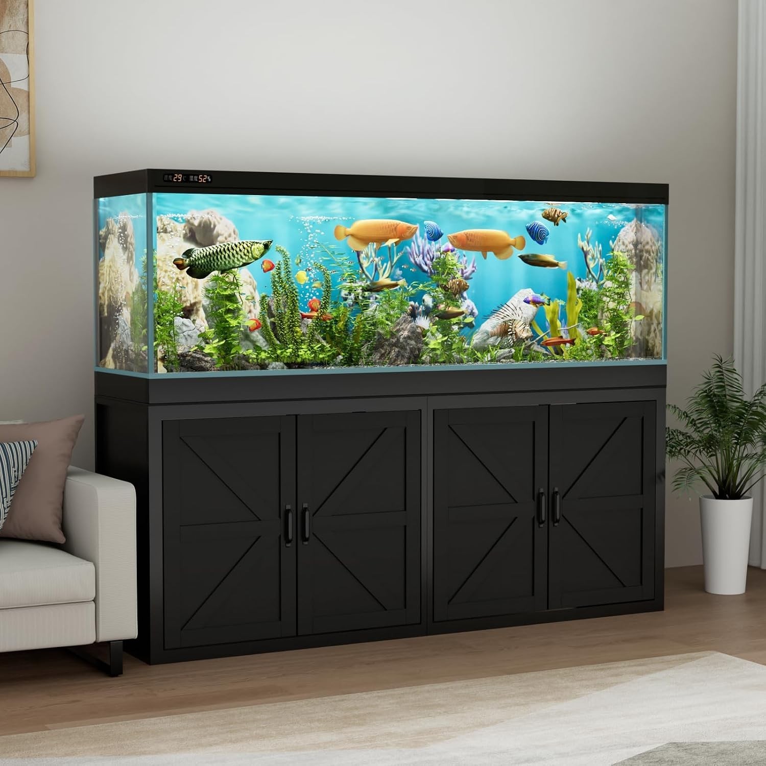 125-150 Gallon Fish Tank Stand with Power Outlet & Cabinet, Black | Heavy Duty A 125-150 Gallon Fish Tank Stand with Power Outlet & Cabinet, Black | Heavy Duty A