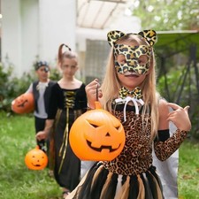 5-teiliges Leoparden Kostüm Set Mit Stirnband Fliege Schwanz Maske Und Umhang picture