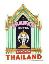 Vintage Luggage Label ~ ERAWAN HOTEL ~ Bangkok, Thailand picture