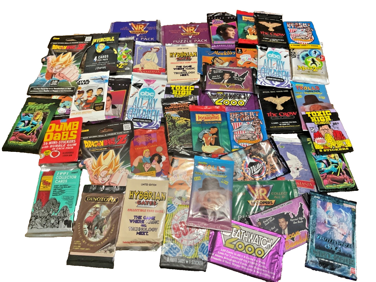 50 New Sealed Vintage 90’s 00’s Non Sports Trading Card Packs + Free Extras 50 New Sealed Vintage 90’s 00’s Non Sports Trading Card Packs + Free Extras