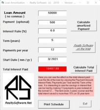 Loan Amortization Program with Print out Capability for Windows picture