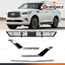 Front Bumper Grille Lower Center Chrome Molding Trim For 2018-2021 Infiniti QX80 picture