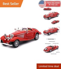 Diecast Metal Pullback Antique Classic Car - Realistic Details, 6.5in Red Model picture