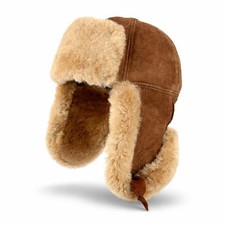 Handmade Genuine Russian Sheepskin Shearling Leather Trapper Ushanka Hat picture