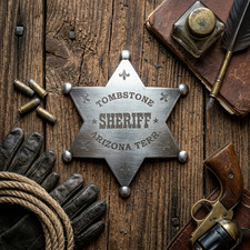 Replica Silver Finish Star Tombstone Arizona Sheriff Old West Western 3" Badge picture
