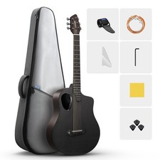 Donner Rising G2 Acoustic Electric Guitar Carbon Fiber + All Accessories | Black picture