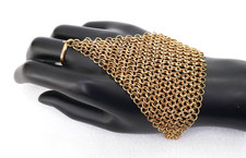 ViNTAGE BRASS CHAiNMAiL SiZABLE BRACELET RiNG MEDiEVAL RENAiSSANCE HAND JEWELRY picture