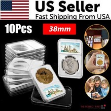 10pcs Coin Display Slabs 38mm Graded Storage for MORGAN/PEACE/IKE SILVER DOLLAR picture