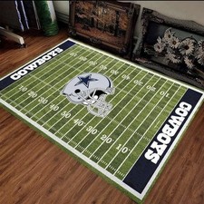 Dallas Cowboys Football Field Runner Mat Carpet - 63"x47" - NFL Rug Gift picture