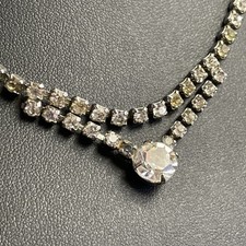 50s Rhinestone Necklace Vintage Dainty Elegant Date Night Wedding Jewelry 15" picture