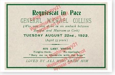 General Michael Collins Irish Republican 1922 Funeral Mourning Poster picture