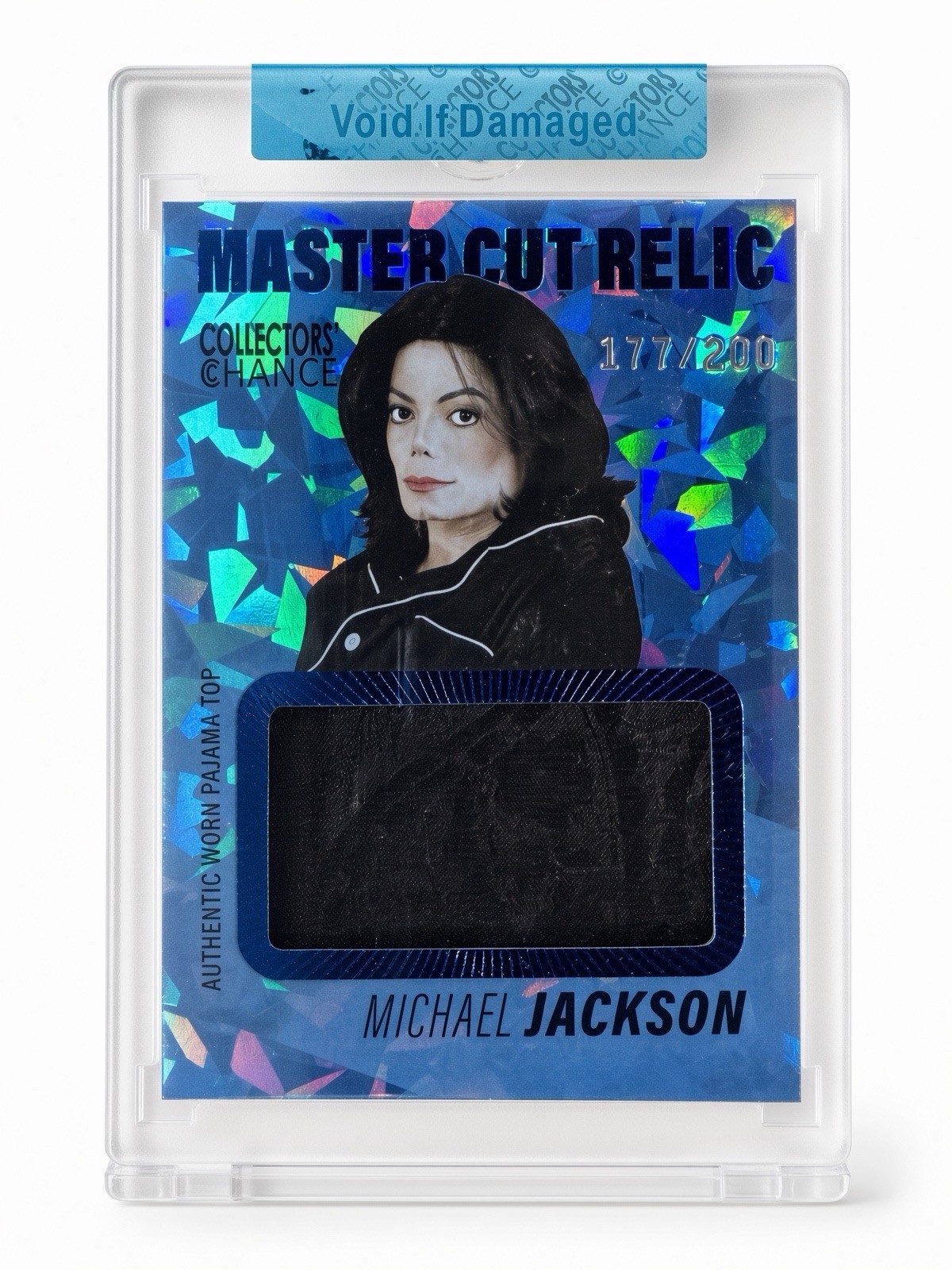 Michael Jackson Worn Pajama Relic Trading Card Blue Cracked Ice Edition 182/200 Michael Jackson Worn Pajama Relic Trading Card Blue Cracked Ice Edition 182/200