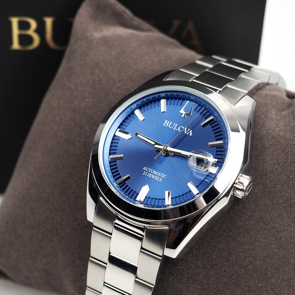 Bulova 96B436 Surveyor Blue Dial Stainless Steel Men's Automatic Watch 39mm Bulova 96B436 Surveyor Blue Dial Stainless Steel Men's Automatic Watch 39mm