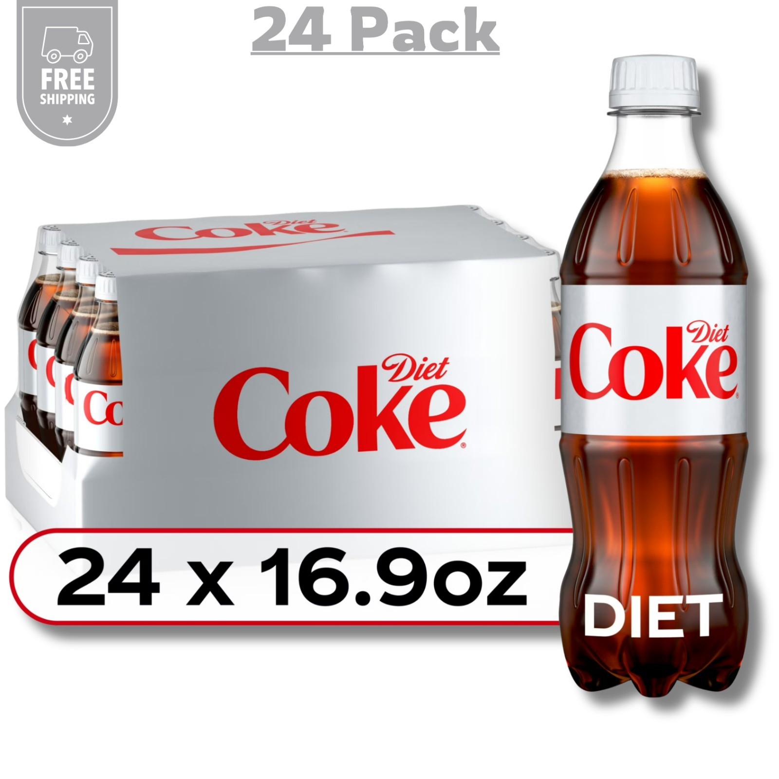 Diet Coke Diet Cola Soft Soda Pop - 16.9 fl oz Bottles, 24 Pack - Drink Diet Coke Diet Cola Soft Soda Pop - 16.9 fl oz Bottles, 24 Pack - Drink
