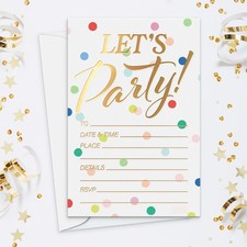 25 Pack Polka Dot Birthday Invitations with Envelopes Party Invite Cards picture
