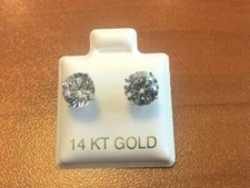 14K WHITE GOLD STUD EARRINGS 3ct FLAWLESS LAB CREATED DIAMONDS SCREWBACK CLOSURE picture
