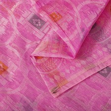 Sanskriti Vintage Pink Saree Blend Silk Dhakai Jamdani Jacquardwoven Sari Fabric picture