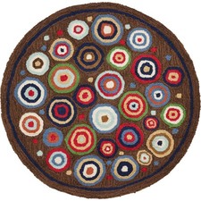 36" Round Hand- hooked wool accent rug Chandler 4 Corners Bullseye Circles NWT picture