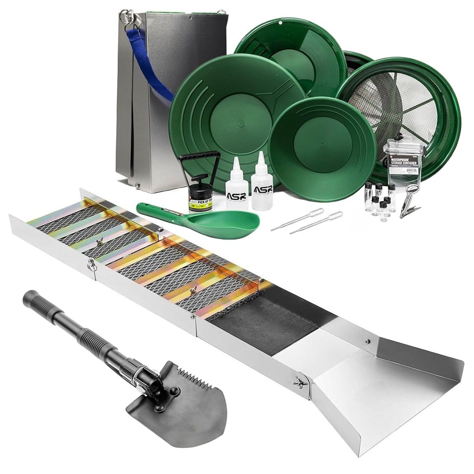 ASR Outdoor Complete Gold Panning Kit with Sluice Box and Classifier Screen Set ASR Outdoor Complete Gold Panning Kit with Sluice Box and Classifier Screen Set
