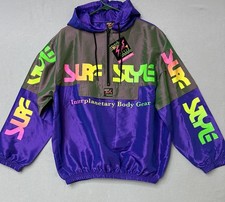 Surf Style Body Gear Jacket Windbreaker Sz Medium Iridescent Retro Pullover Hood picture