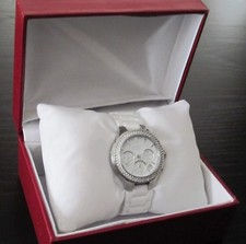 DKNY Silver-tone Glitz White Ceramic Chronograph Watch NY4985 picture