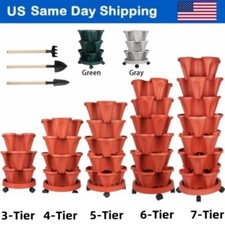 3-7 Tier Vertical Stackable Planter With Wheels and Tools Garden Planters picture