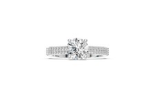 18K White Gold Lab Grown Diamond Engagement Ring IGI Round F VVS Natural Pave picture