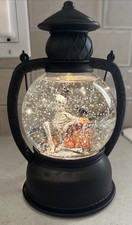 Halloween Skeleton Pumpkin Glitter Water Lantern 10" 4 hour timer Decor Gift NIB picture