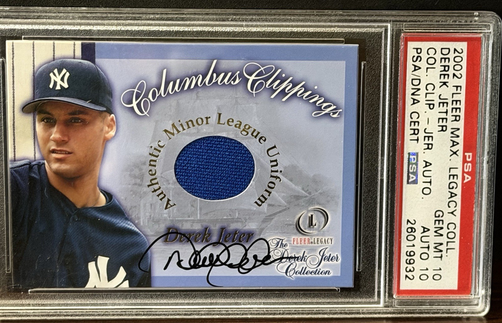 2002 Fleer Legacy Derek Jeter Columbus Clippings Jersey PSA 10 / 10 POP 2 RARE 2002 Fleer Legacy Derek Jeter Columbus Clippings Jersey PSA 10 / 10 POP 2 RARE