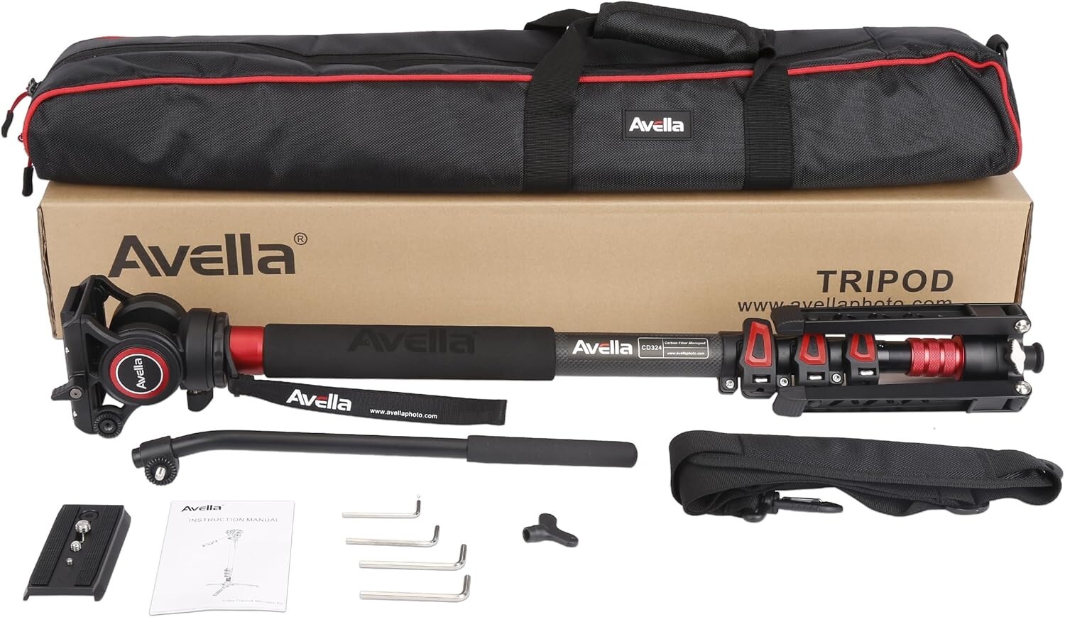 Avella Carbon Fiber Video Monopod Camera Stand Tripod Kit With Fluid Head Avella Carbon Fiber Video Monopod Camera Stand Tripod Kit With Fluid Head