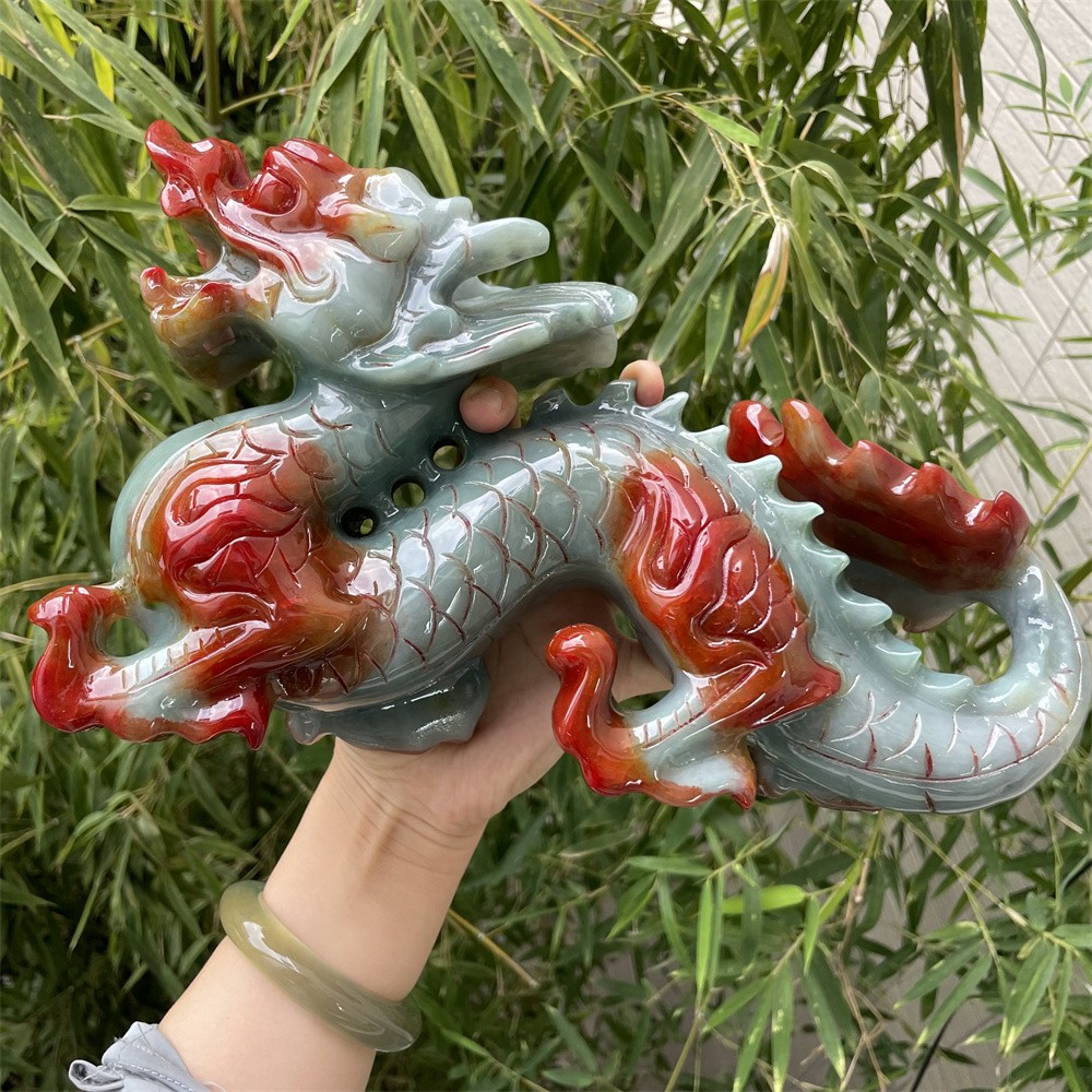 7.4LB 11" Top A++ Xiuyan Jade Dragon Figurine Quartz Crystal Reiki Carving 7.4LB 11" Top A++ Xiuyan Jade Dragon Figurine Quartz Crystal Reiki Carving