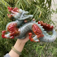 7.4LB 11" Top A++ Xiuyan Jade Dragon Figurine Quartz Crystal Reiki Carving picture