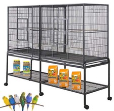LARGE DOUBLE Birdhouse Flight Breeder Cage Center Divider Nest Doors With Stand picture