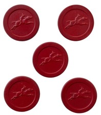 Vintage Poker Chips Steeplechase Jockey Rider Embossed Composite in Red Lot of 5 picture