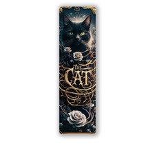 Black Cat Gothic Bookmark Laminated Glossy Photo Print 2x7 Fantasy Reader Gift picture