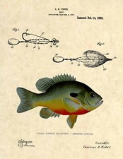 Bluegill Sunfish Fishing Lure Patent Art Print- Antique Vintage Bluegill - 860 picture