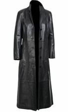 Men's Black Duster Full Length Trench Long Coat | Men's Black Leather Over Coat picture