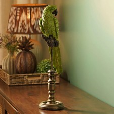 Green Polyresin Parrot on Bronze Stand picture