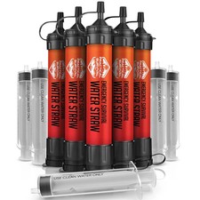 5 Emergency Water Filter Straws 1800-Gal Survival Camping Hiking BPA Free 5-Pack picture