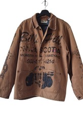 Billy Hill Auto Salvage Work Jacket Monster Graveyard Dickies Bomber sz Lg Tan picture