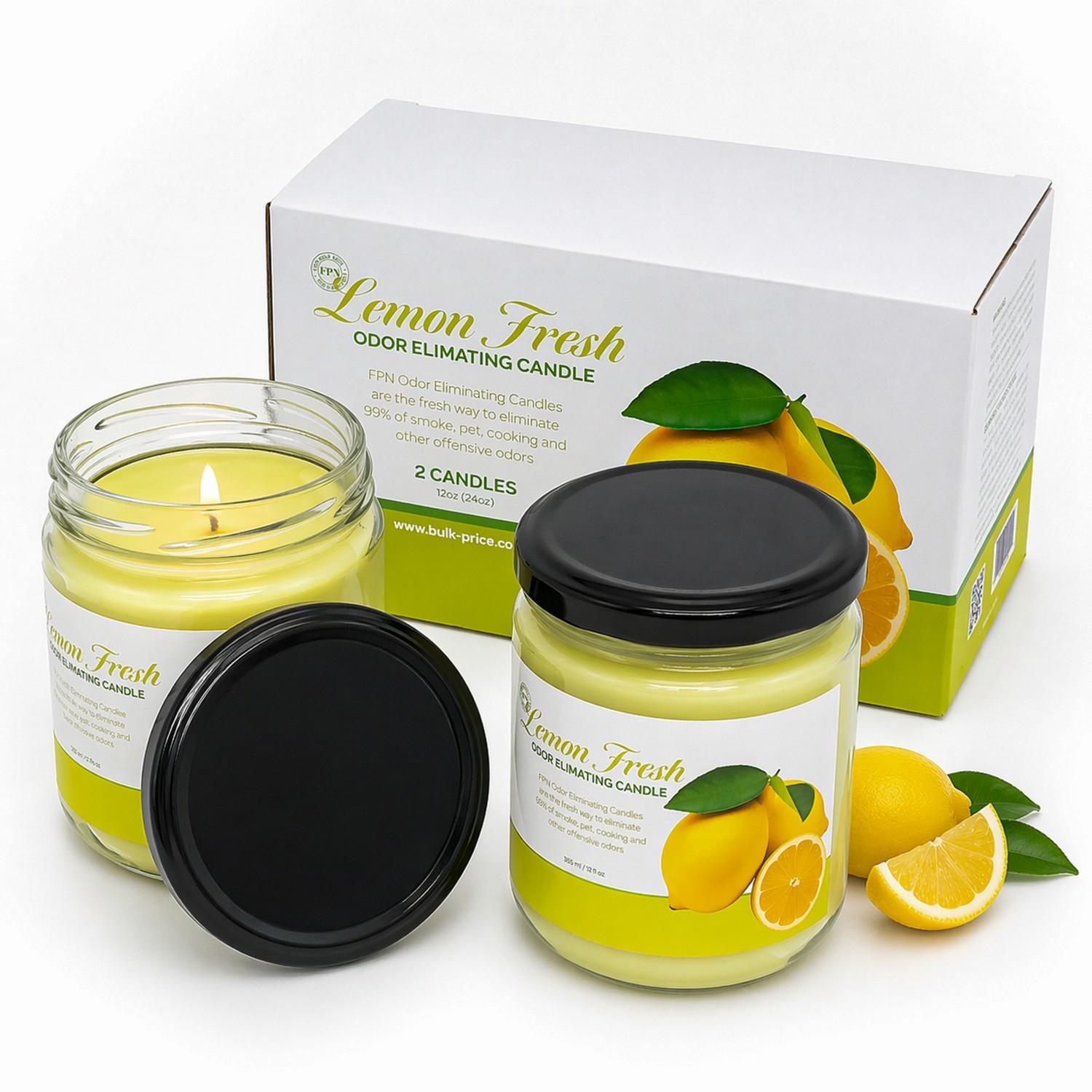 FPN Scented Candle Set 12 Oz Pack of 2 Odor Exterminator - Soy Wax Candle Jar FPN Scented Candle Set 12 Oz Pack of 2 Odor Exterminator - Soy Wax Candle Jar