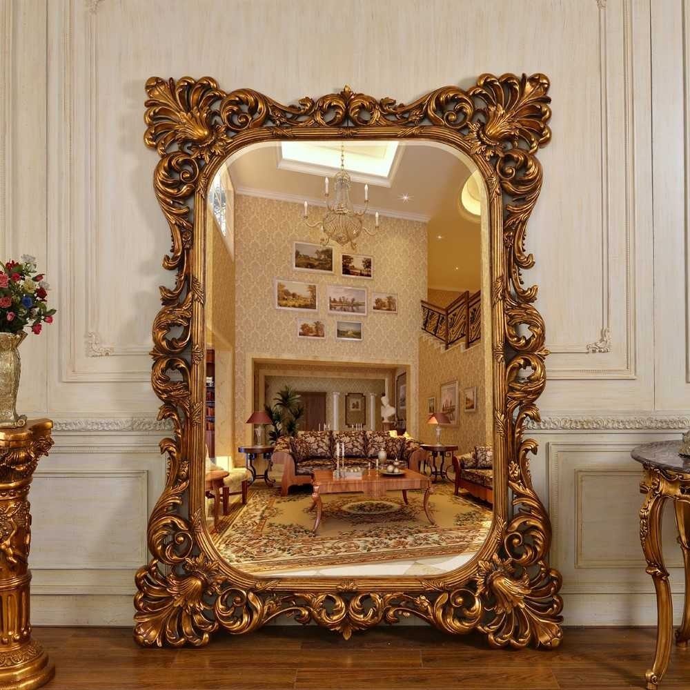 Luxury Antique Gold Ornate Full Length Mirror Solid Wood Hand Painted 77" x 57.5
