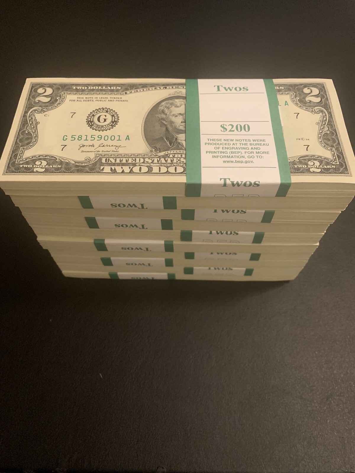 100 ($2) Two Dollar Bills ($2 Bill) - Uncirculated Sequential - Buy More & Save 100 ($2) Two Dollar Bills ($2 Bill) - Uncirculated Sequential - Buy More & Save