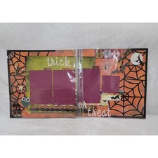 Pre-made 12x12 Halloween Trick or Treat Scrapbook pages Set of 4 picture