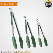 Heat-Resistant Kitchen Tongs Set -  Locking Tongs with Silicone Tips picture