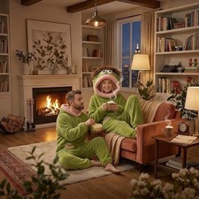 Goofy Big Mouth Monster Coral Couple Loungewear Pajama for Party&Cozy Sleepwear picture
