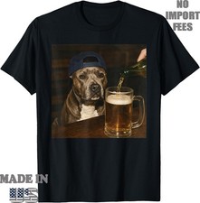 Pitbull Drinking Beer Funny Pitbull Dog Beer Meme Graphic T-Shirt, Unisex  Tee picture