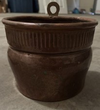 French Antique Hand-Forged Seamed Copper Planter Trough with Hammered Base picture