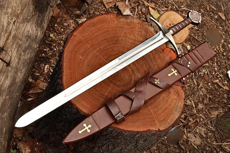 Hand Forged Templar Knights Battle Ready Sword, Steel, Brass Guard & Pommel GIFT Hand Forged Templar Knights Battle Ready Sword, Steel, Brass Guard & Pommel GIFT